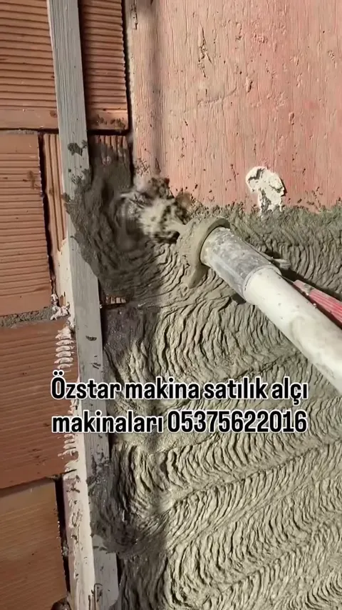 Tuğla duvara makineyle hazır sıva uygulaması
